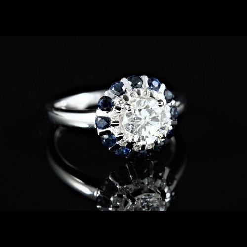 Bague diamants et saphirs