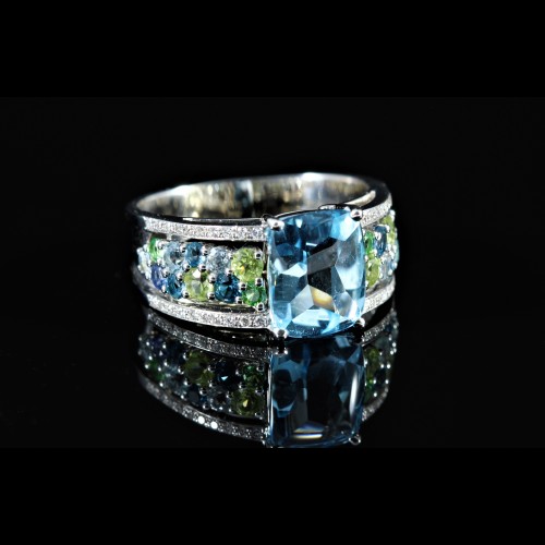 Bague composition bleue