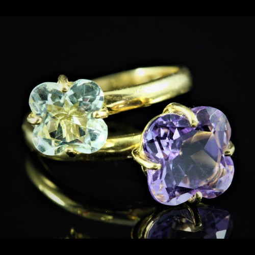 Bague Aigue Marine & Quartz...