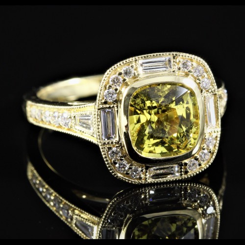 Bague Saphir Jaune et Diamants