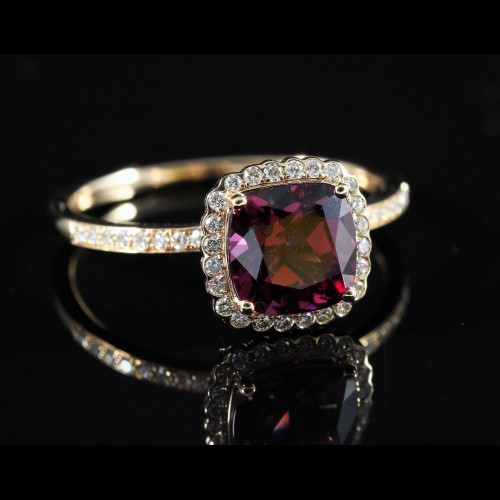 Bague or rose Rhodolite