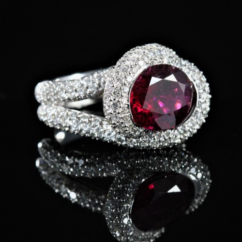 Bague Rubellite diamants