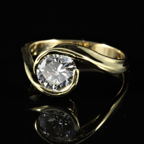Solitaire diamant or jaune