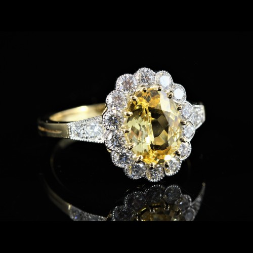 Bague Saphir jaune diamants