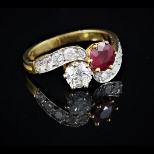 Bague rubis diamants