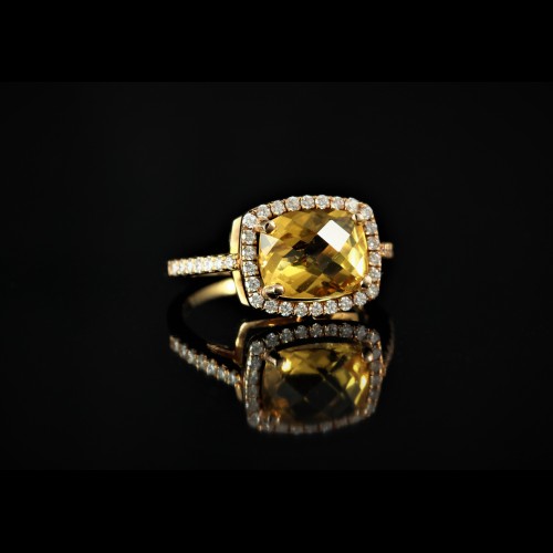 Bague citrine diamants