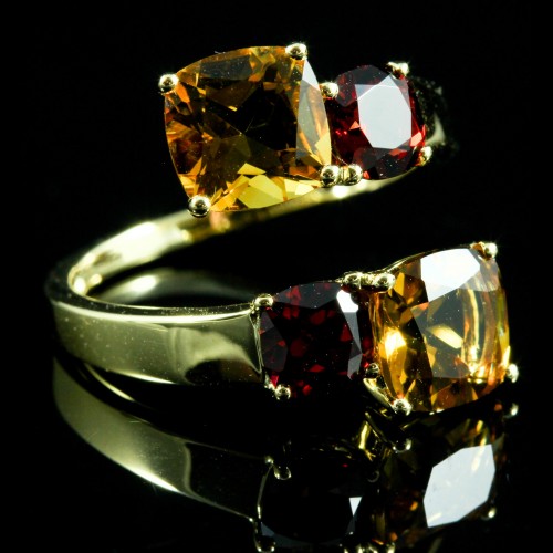 Bague Citrine & Grenat