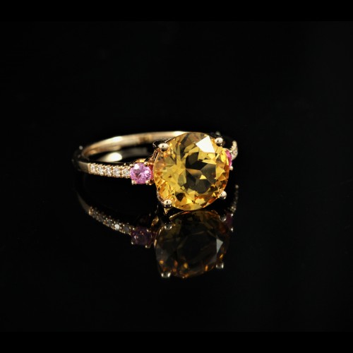 Bague citrine et saphirs